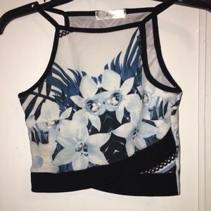 Crossed halter crop top
